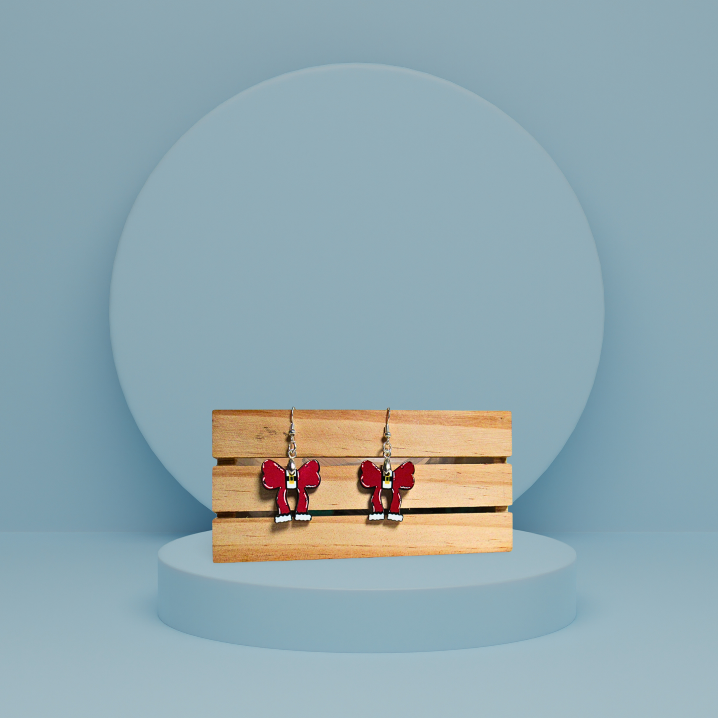 Christmas Bow Shaped Sublimated Earrings 1 inch