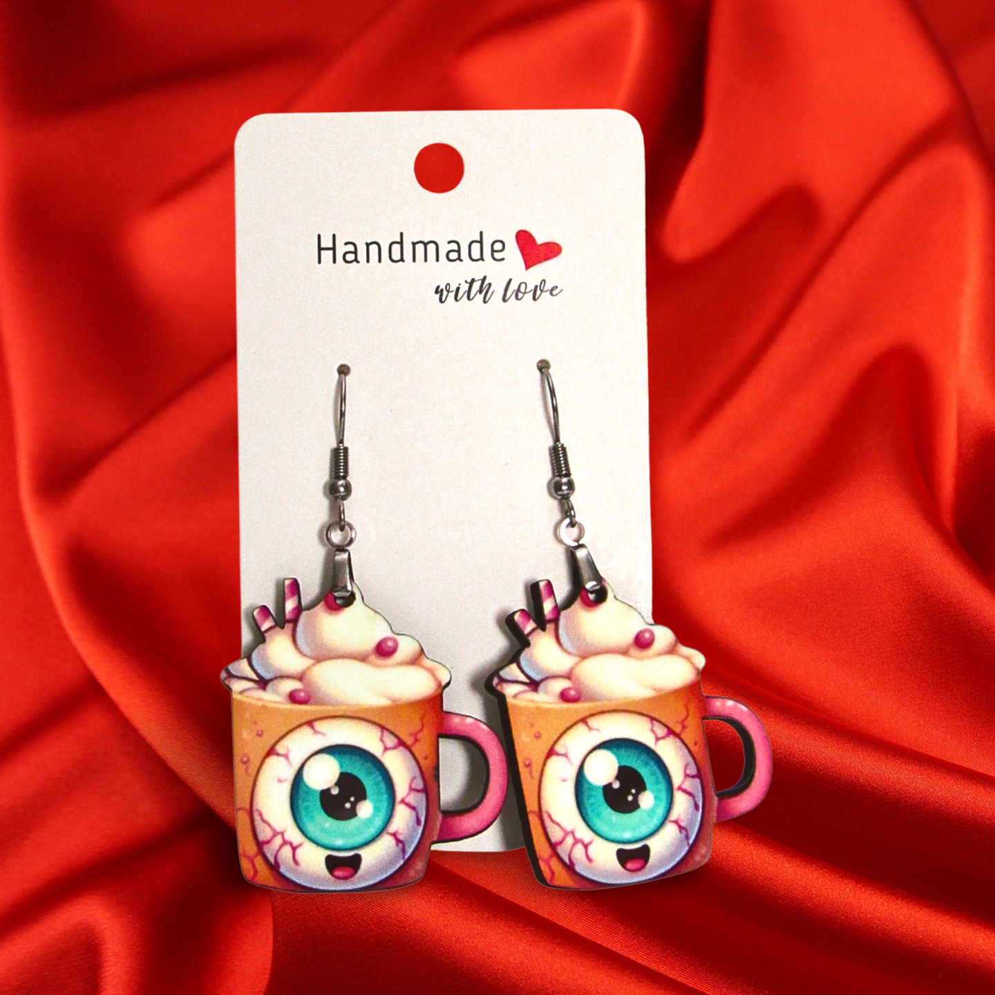 Latte Mug Shaped Sublimated Earrings 1.5 inch MDF