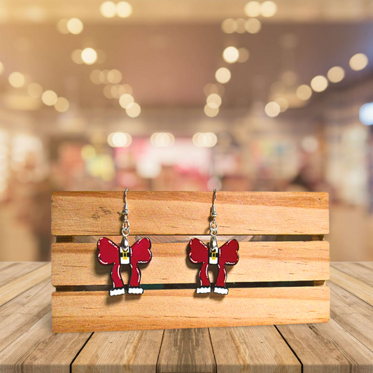Christmas Bow Shaped Sublimated Earrings 1 inch