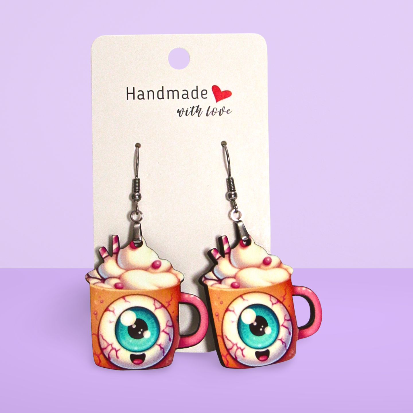 Latte Mug Shaped Sublimated Earrings 1.5 inch MDF