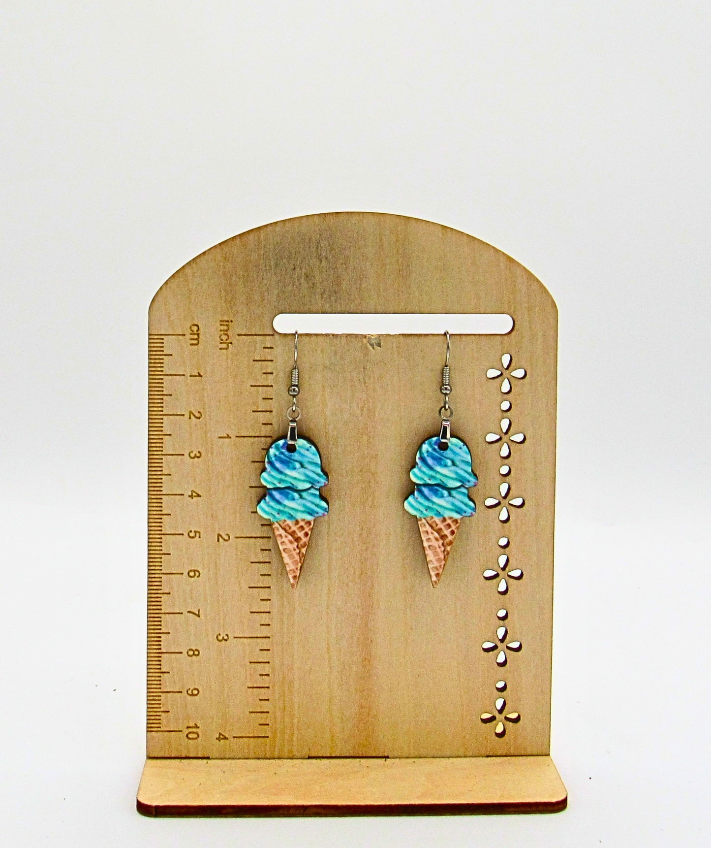 MDF-Ice Cream Cone Shaped Sublimated Earrings 1.5 inch