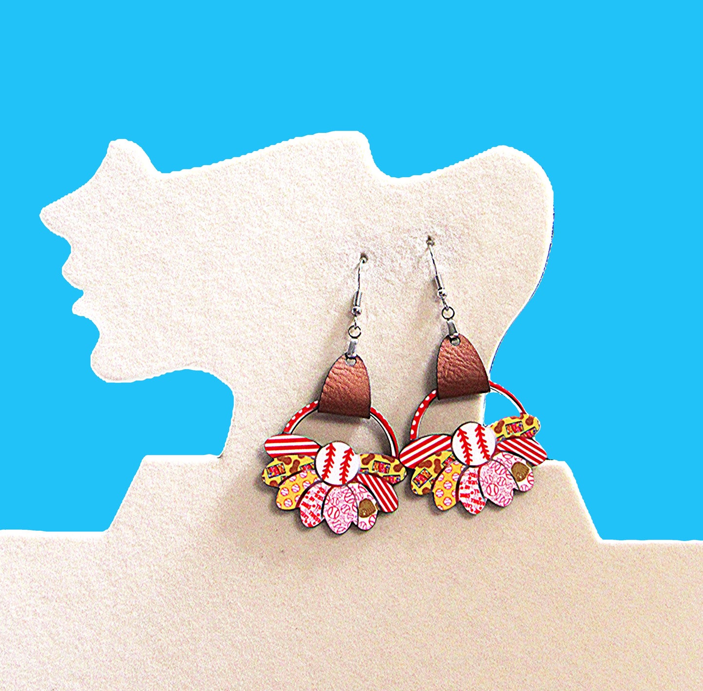 Round Sunflower Shaped Sublimated Earrings