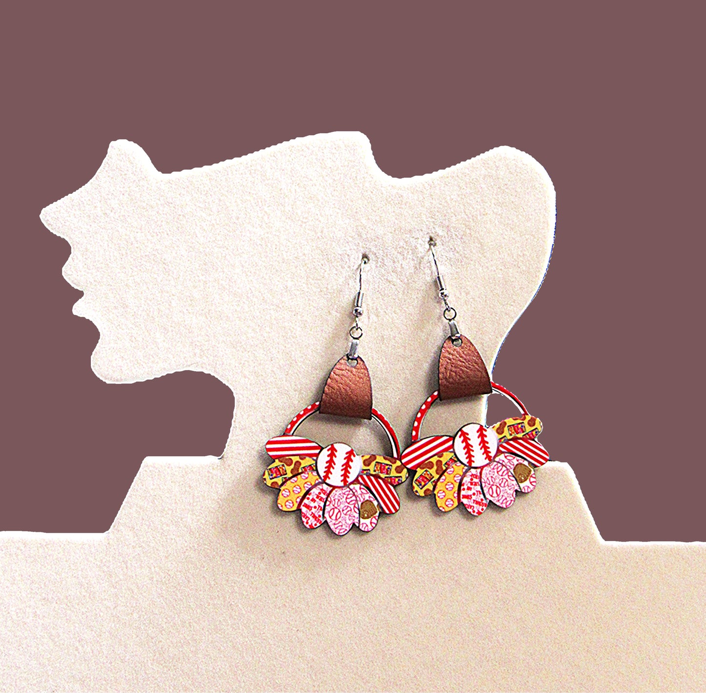 Round Sunflower Shaped Sublimated Earrings