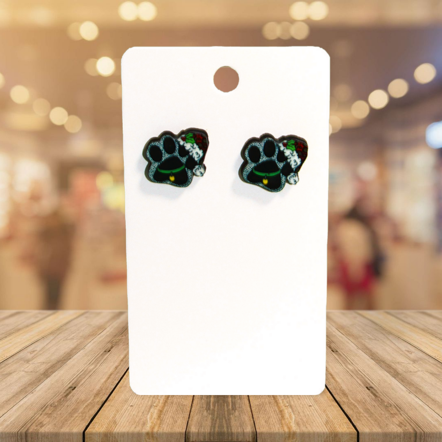 Santa Hat Dog Paw Shaped Sublimated Stud Earring