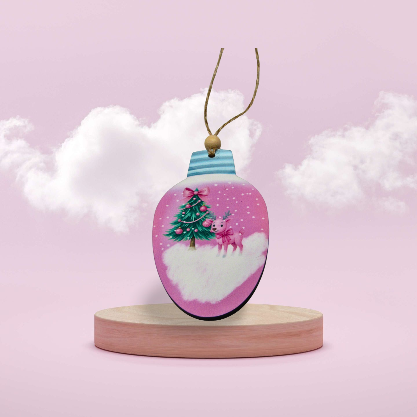 MDF-Christmas Light Bulb Shaped Sublimated Ornament