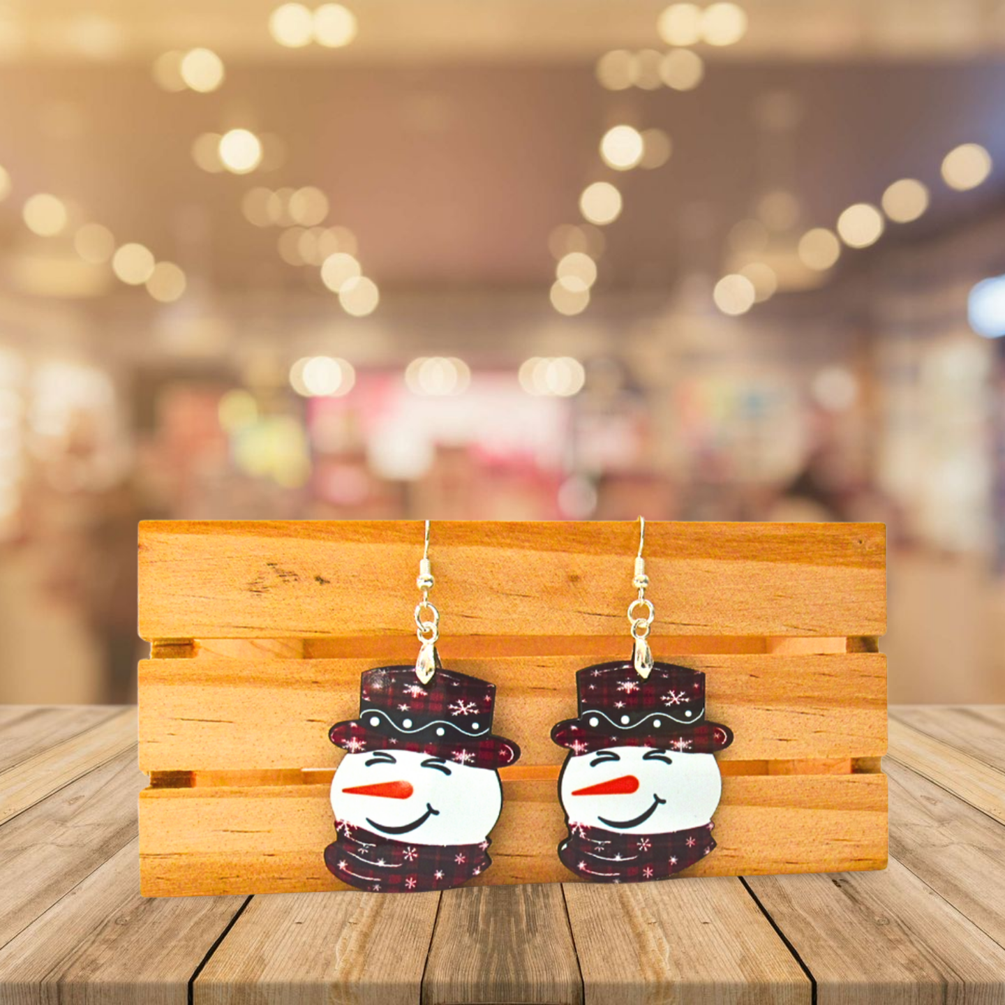 Snowman Head Shaped Sublimated Earrings