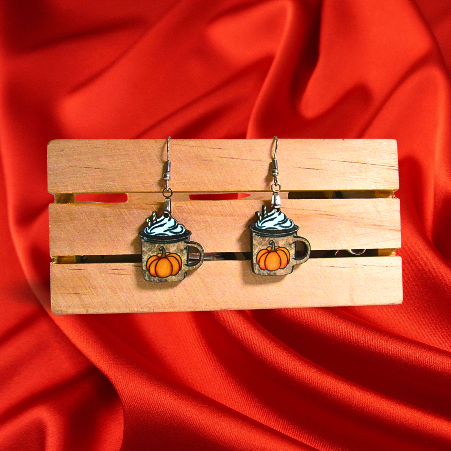 Latte Mug Shaped Sublimated Earrings 1 inch MDF