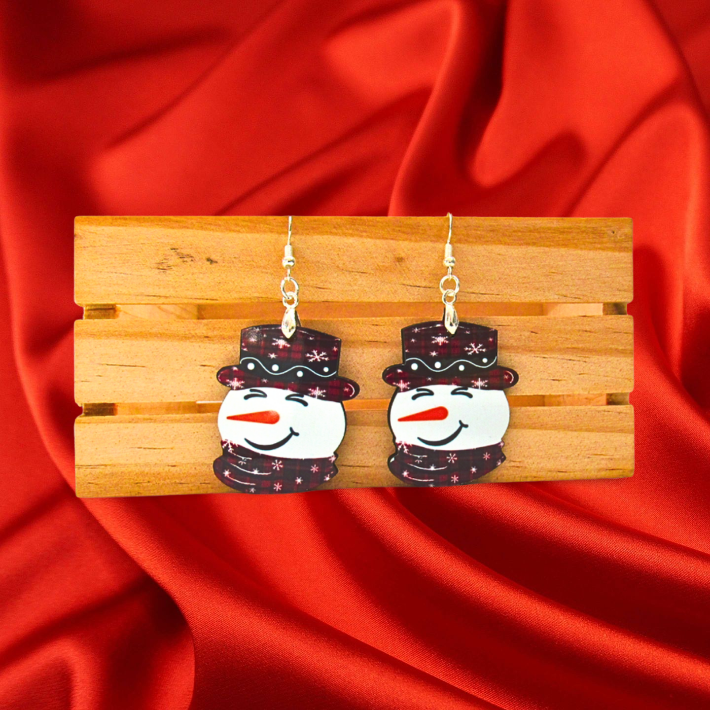 Snowman Head Shaped Sublimated Earrings