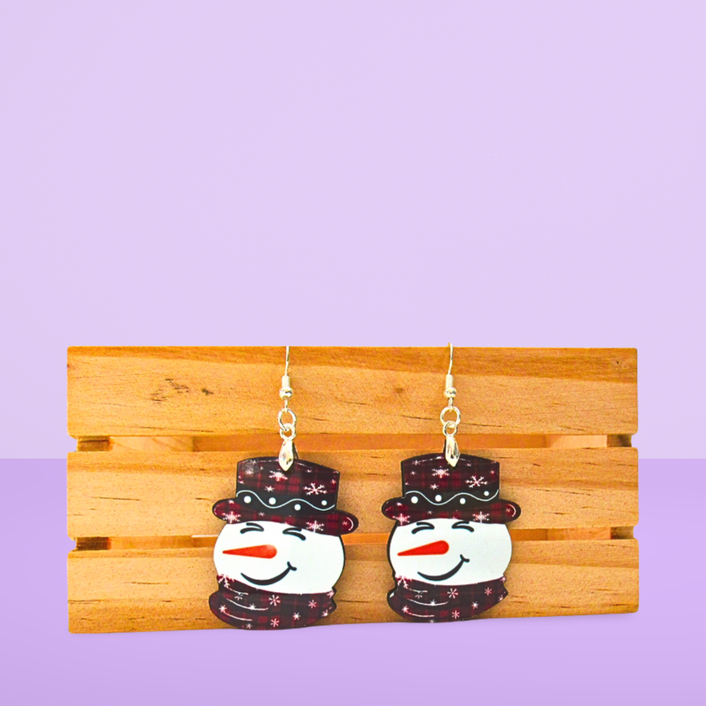 Snowman Head Shaped Sublimated Earrings