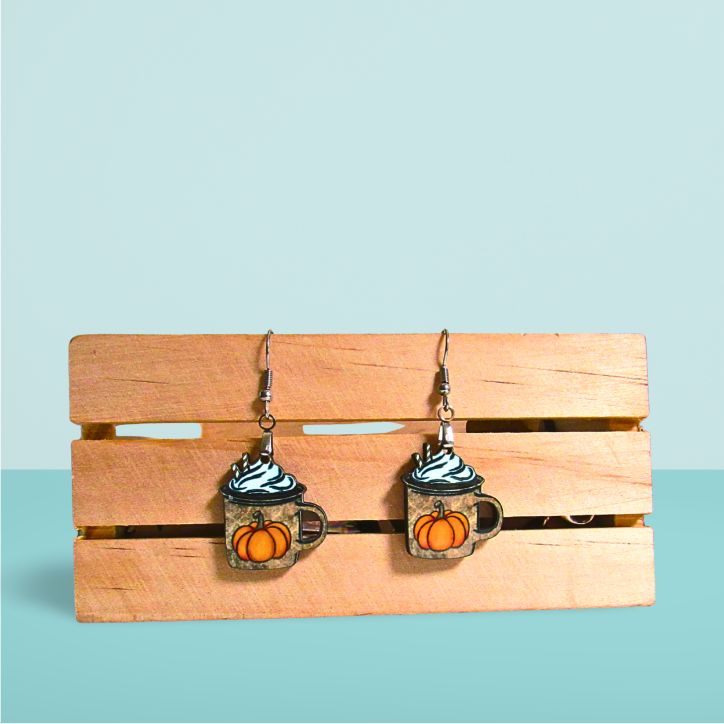 Latte Mug Shaped Sublimated Earrings 1 inch MDF