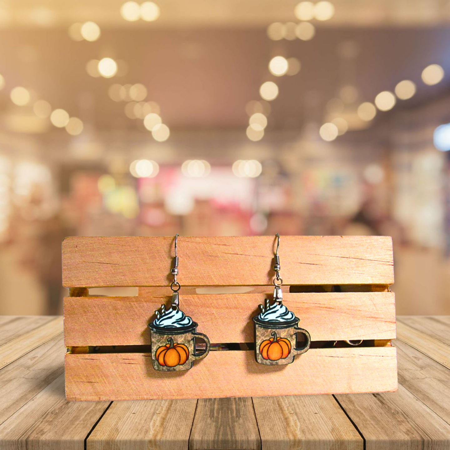 Latte Mug Shaped Sublimated Earrings 1 inch MDF