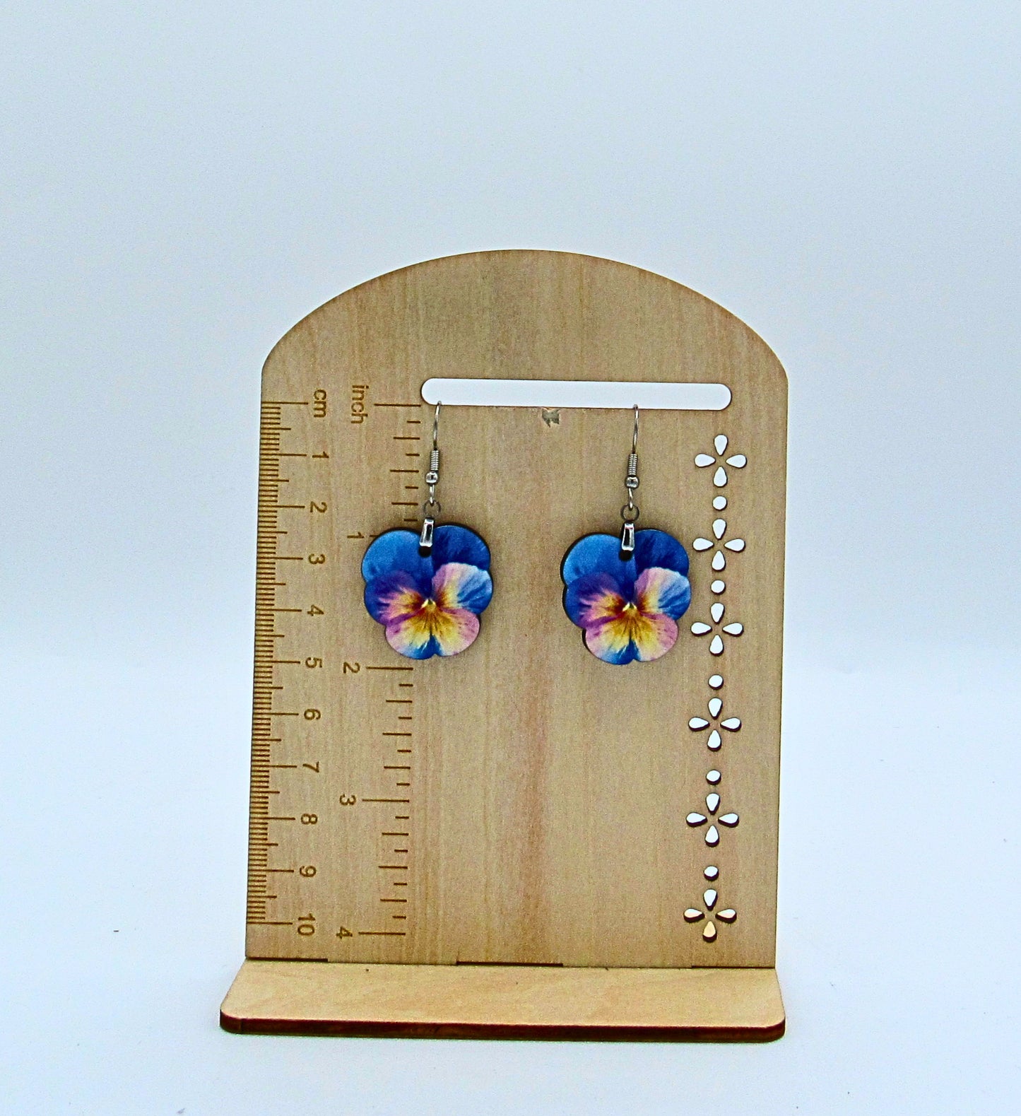 MDF- Pansy Shaped Sublimated 1 inch Earrings
