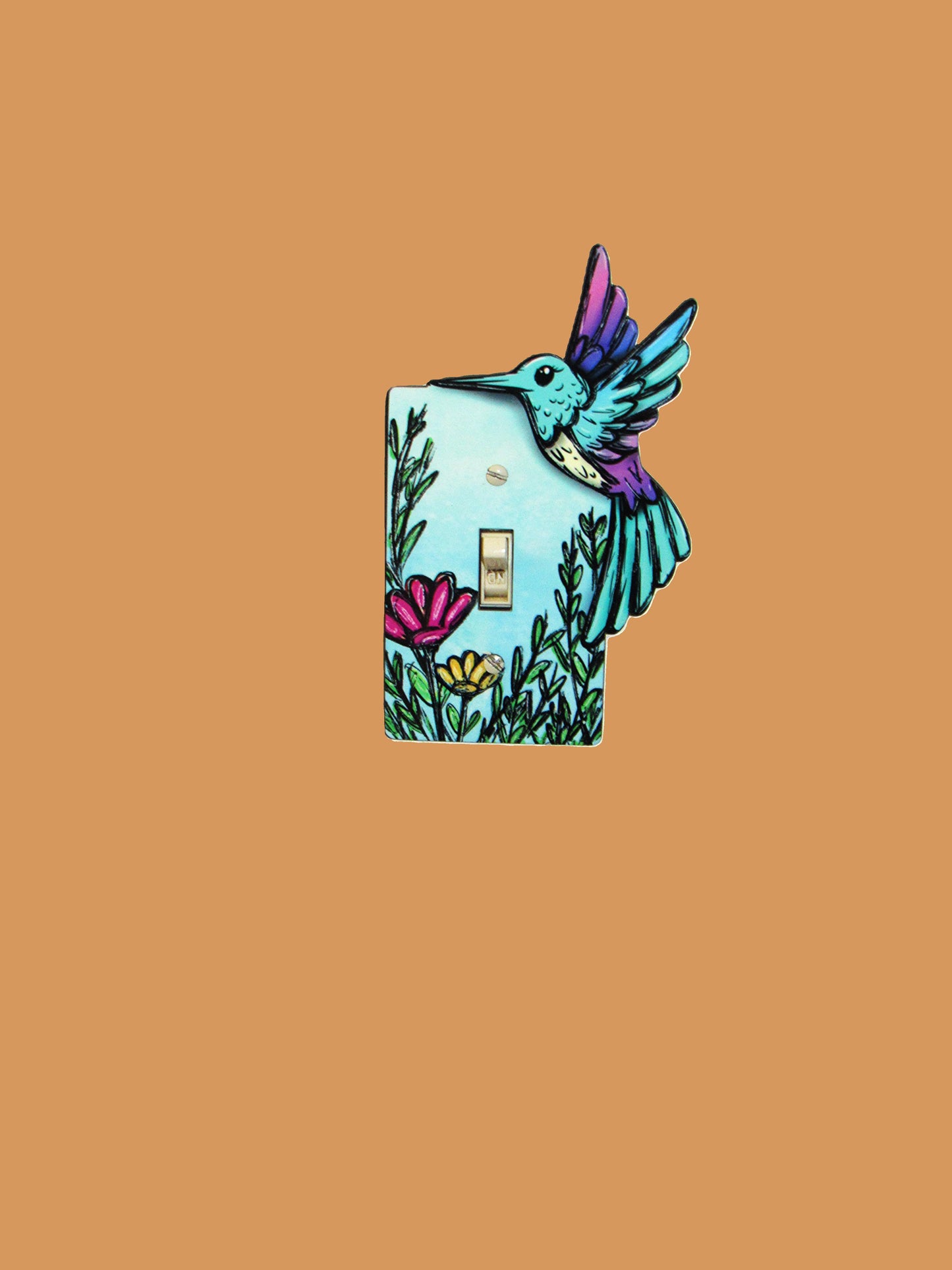 Hummingbird Shaped Sublimated Light Switch Plate