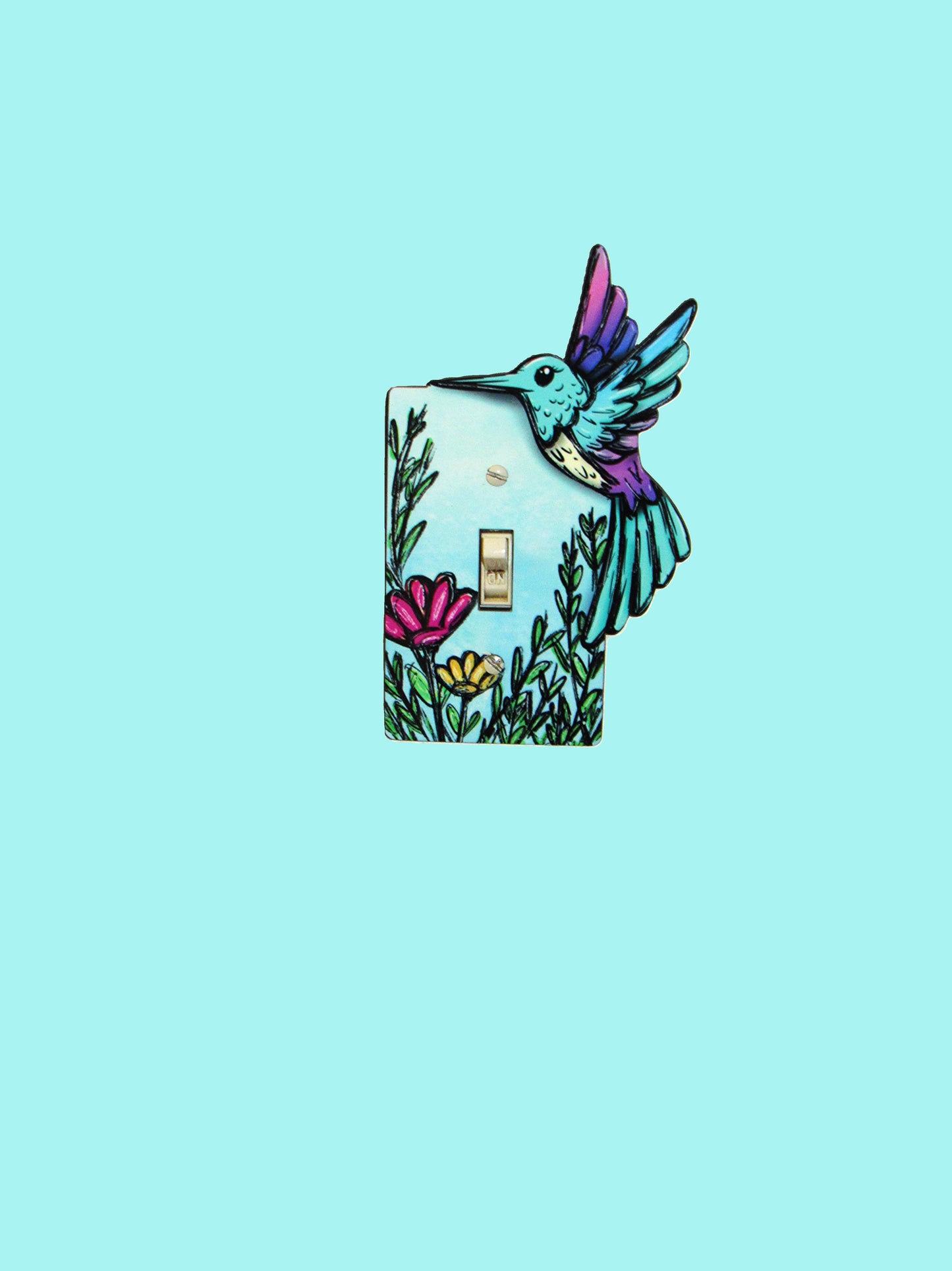 Hummingbird Shaped Sublimated Light Switch Plate