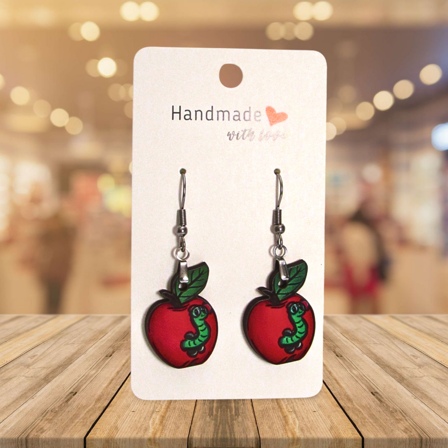 Apple Shaped Sublimated Earring 1 inch