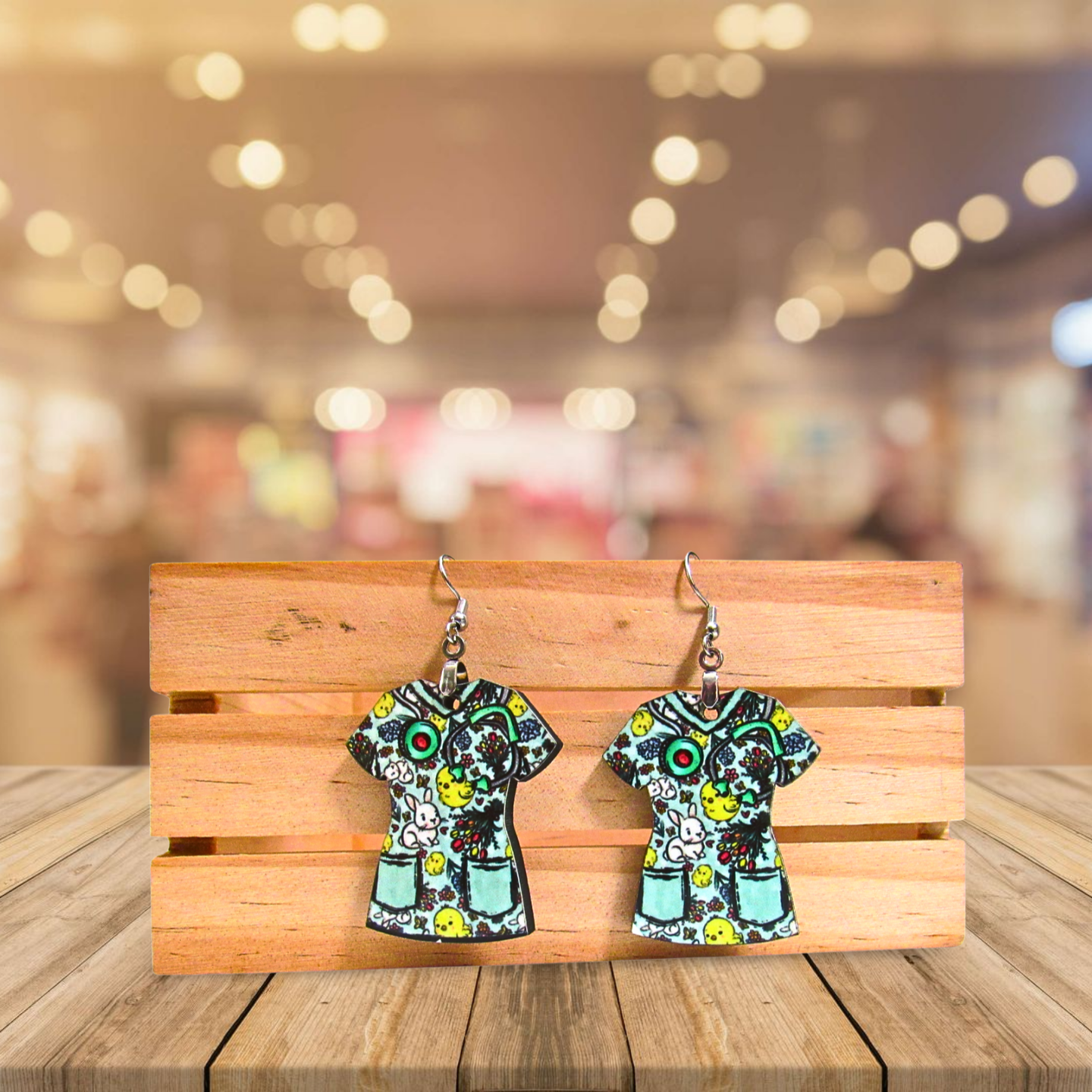 Scrub Top Shaped Sublimated Earrings