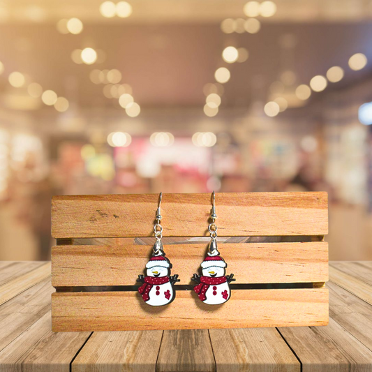 Snowman Shaped Sublimated Earrings 1 inch