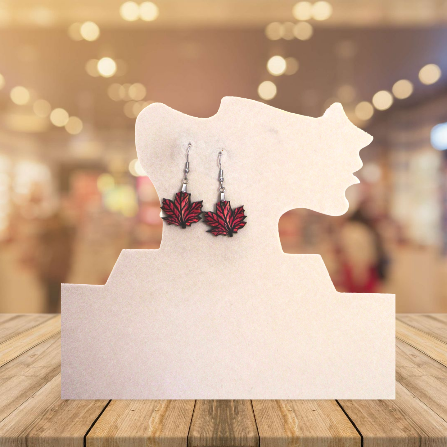 Maple Leaf Shaped Sublimated Earrings 1 inch