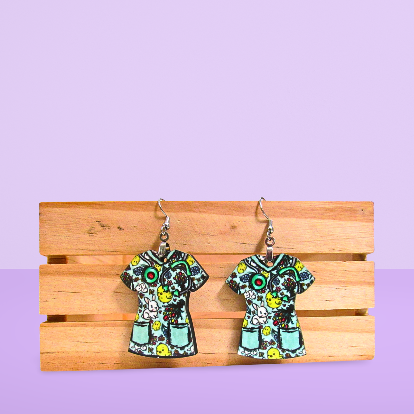 Scrub Top Shaped Sublimated Earrings
