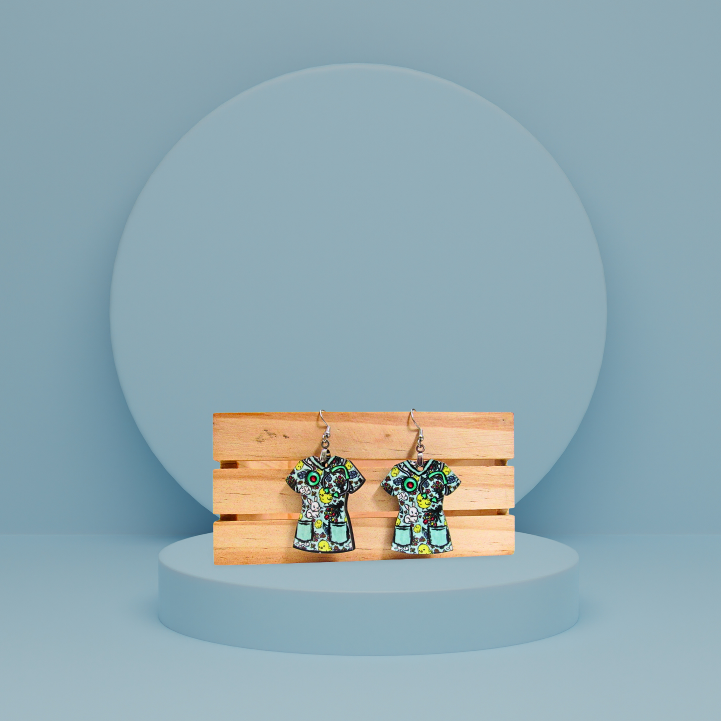 Scrub Top Shaped Sublimated Earrings