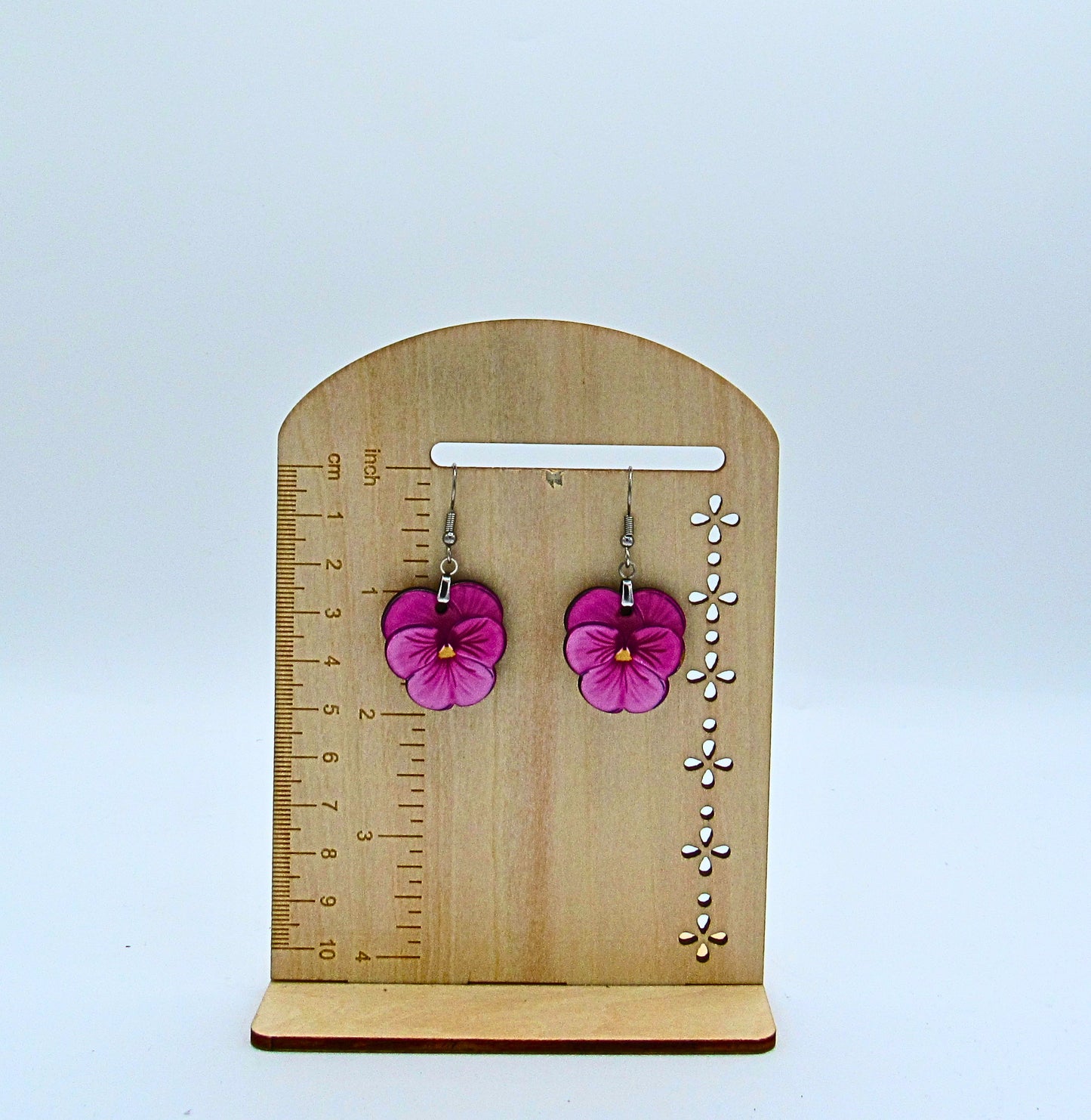MDF- Pansy Shaped Sublimated 1 inch Earrings