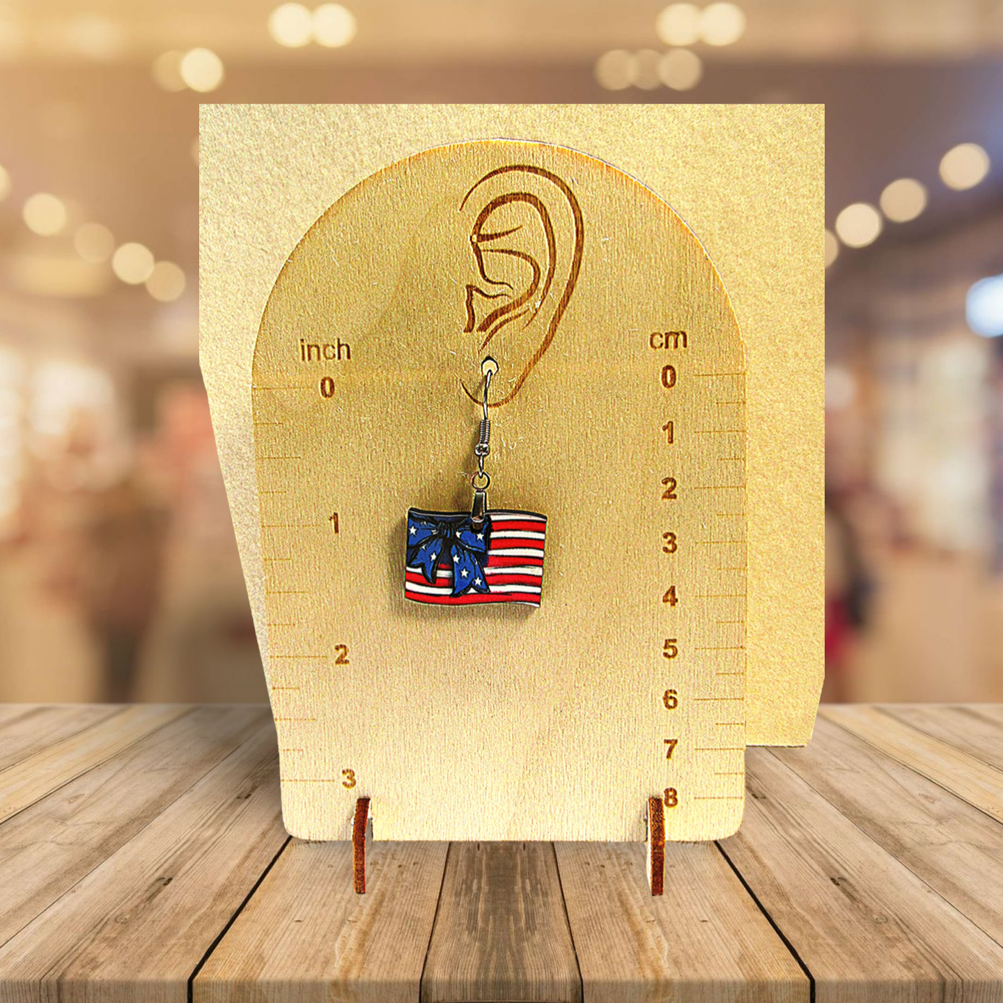 Horizontal Flag Shaped Sublimated Earrings