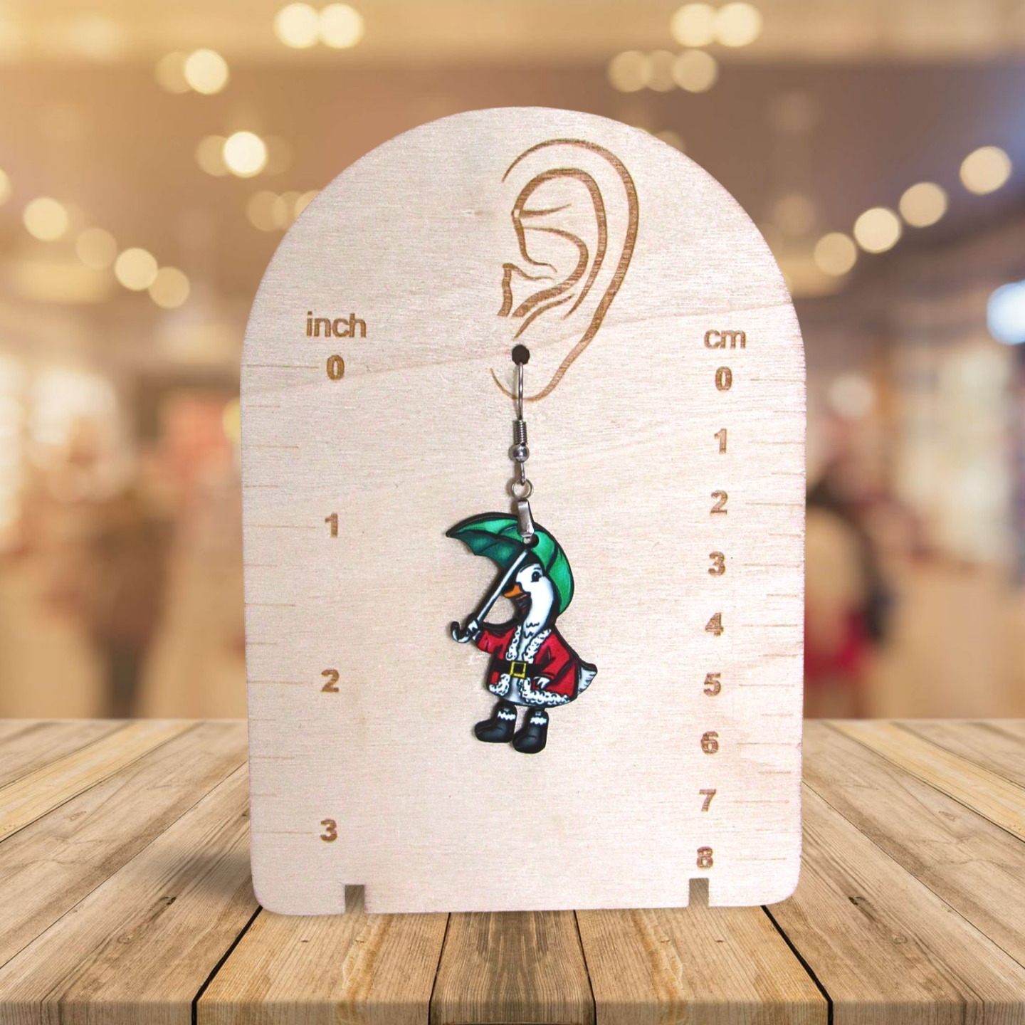 Goose with Umbrella Shaped Sublimated Earrings