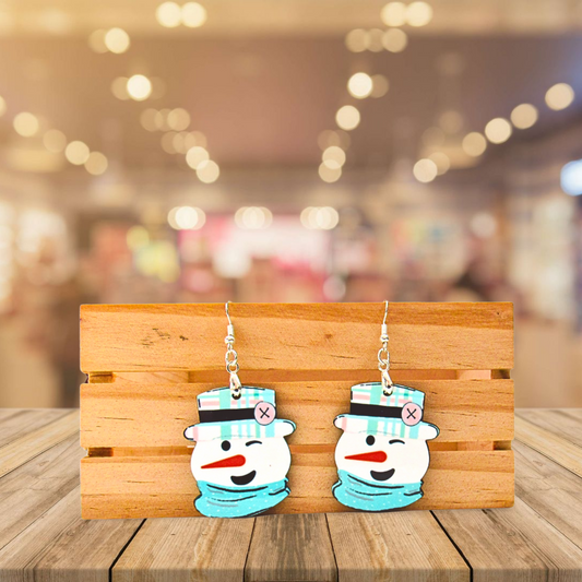 Snowman Head Shaped Sublimated Earrings