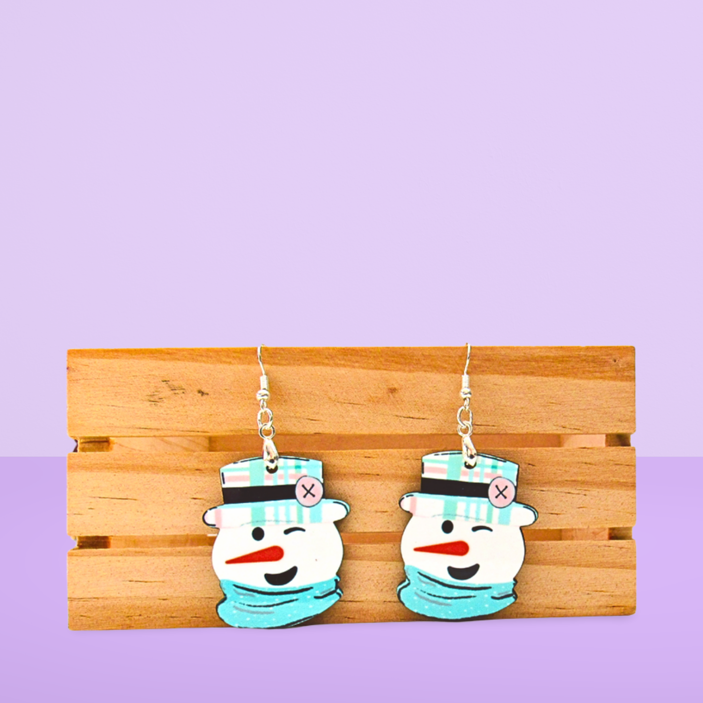 Snowman Head Shaped Sublimated Earrings