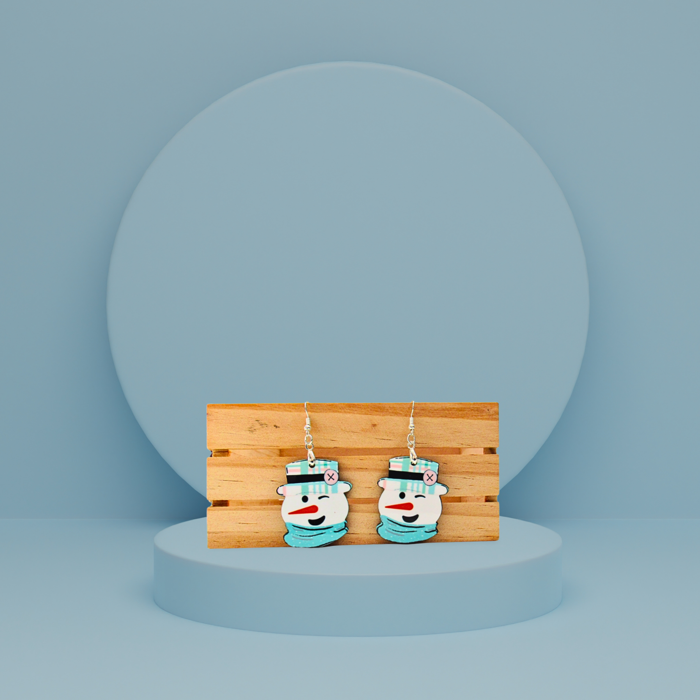 Snowman Head Shaped Sublimated Earrings