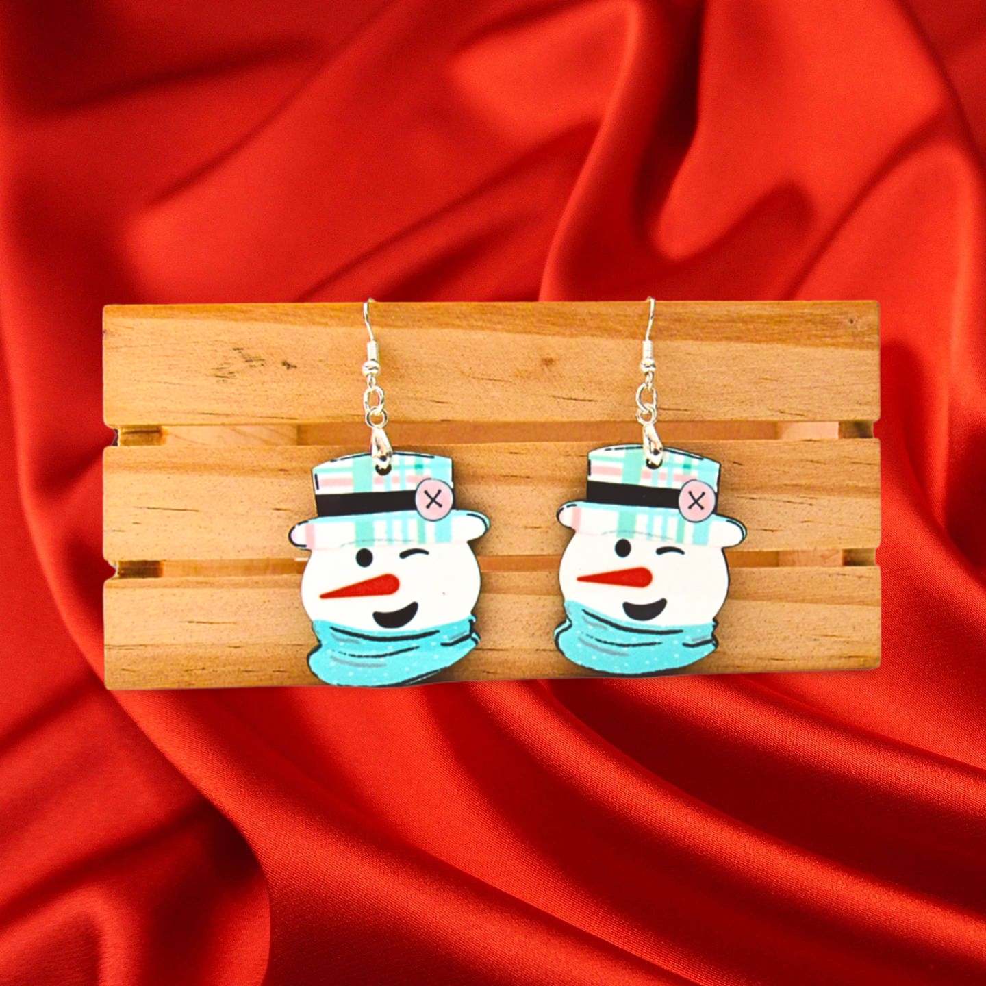 Snowman Head Shaped Sublimated Earrings