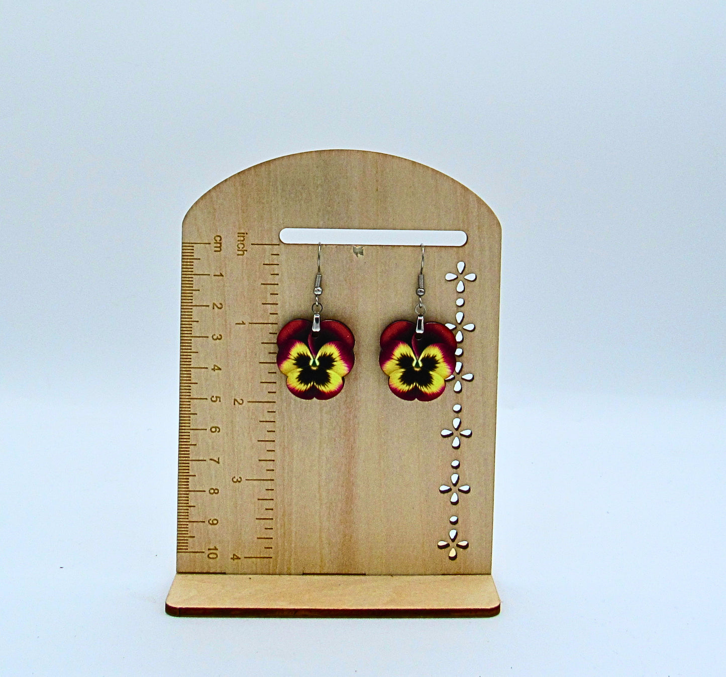 MDF- Pansy Shaped Sublimated 1 inch Earrings