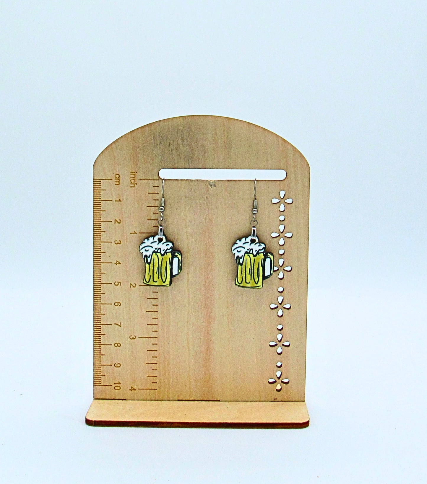 MDF- Beer Stein Shaped Sublimated Earrings 1 inch