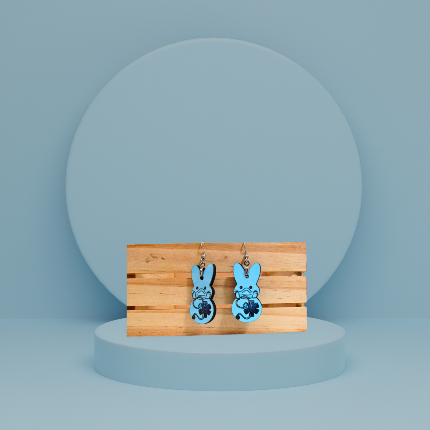 Nursing Themed Bunny Shaped Sublimated Earrings