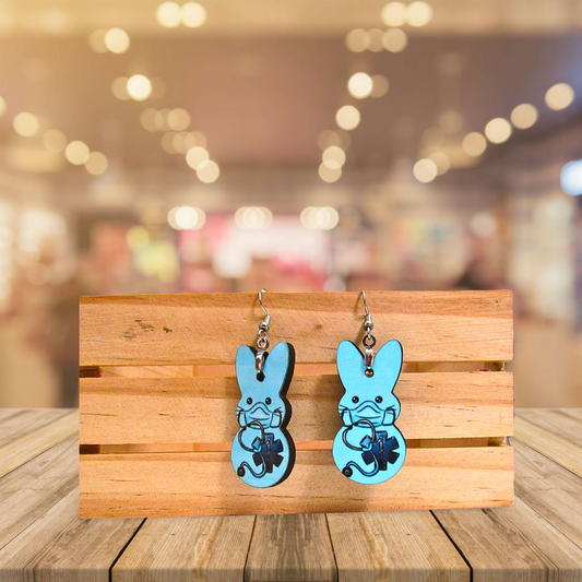 Nursing Themed Bunny Shaped Sublimated Earrings