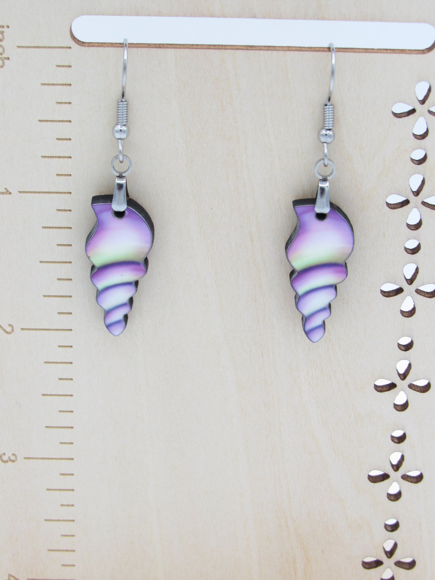 Sea Shell Sublimation Earrings | Lightweight MDF Dangle Earrings | Stainless Steel Hypoallergenic Coastal Jewelry