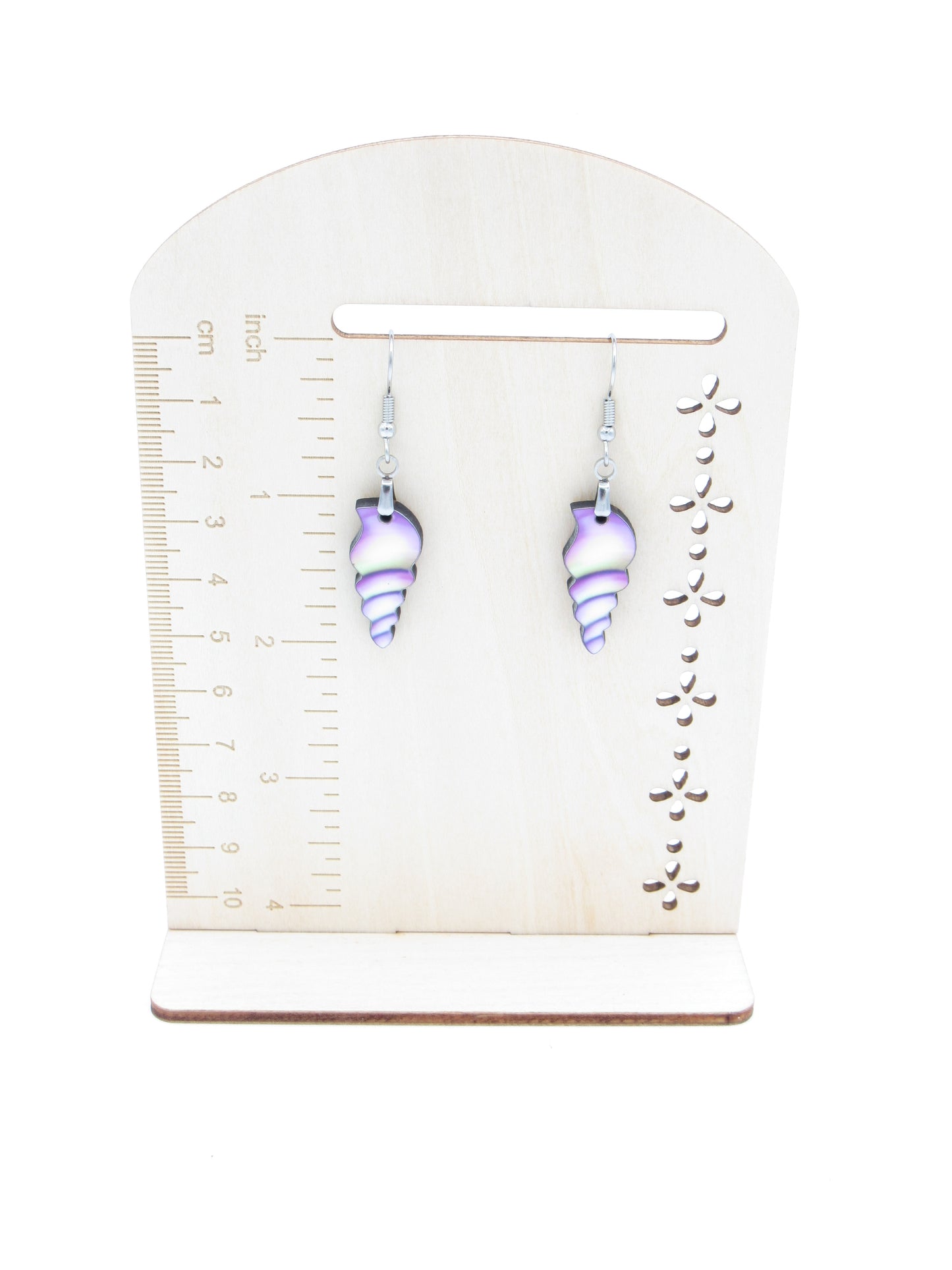 Sea Shell Sublimation Earrings | Lightweight MDF Dangle Earrings | Stainless Steel Hypoallergenic Coastal Jewelry