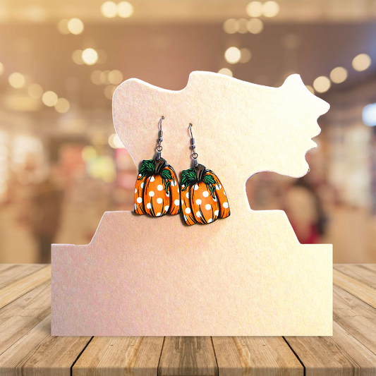 Tall Pumpkin Shaped Sublimated Earrings 1.5 inch