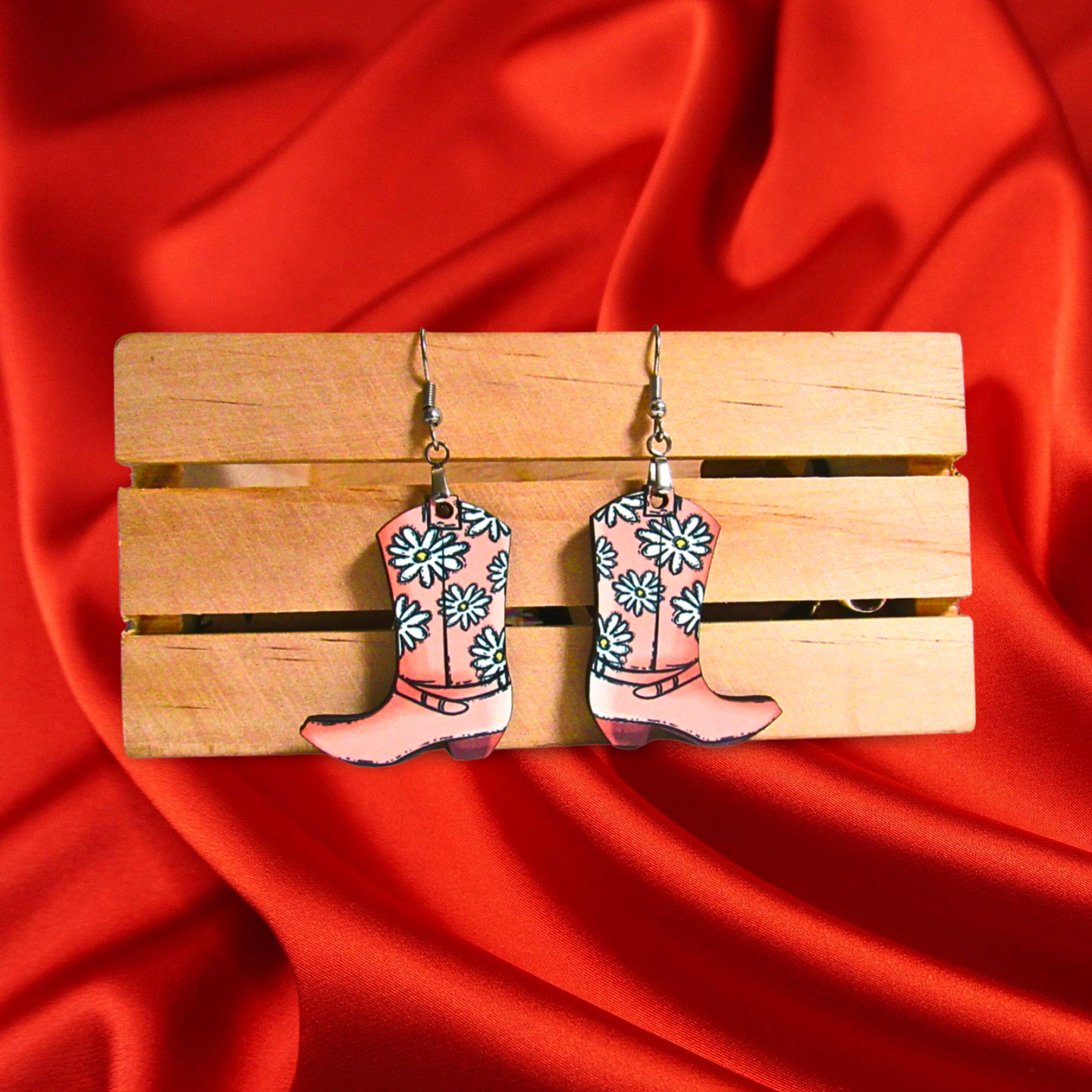 Cowboy Boot Shaped Sublimated Earrings
