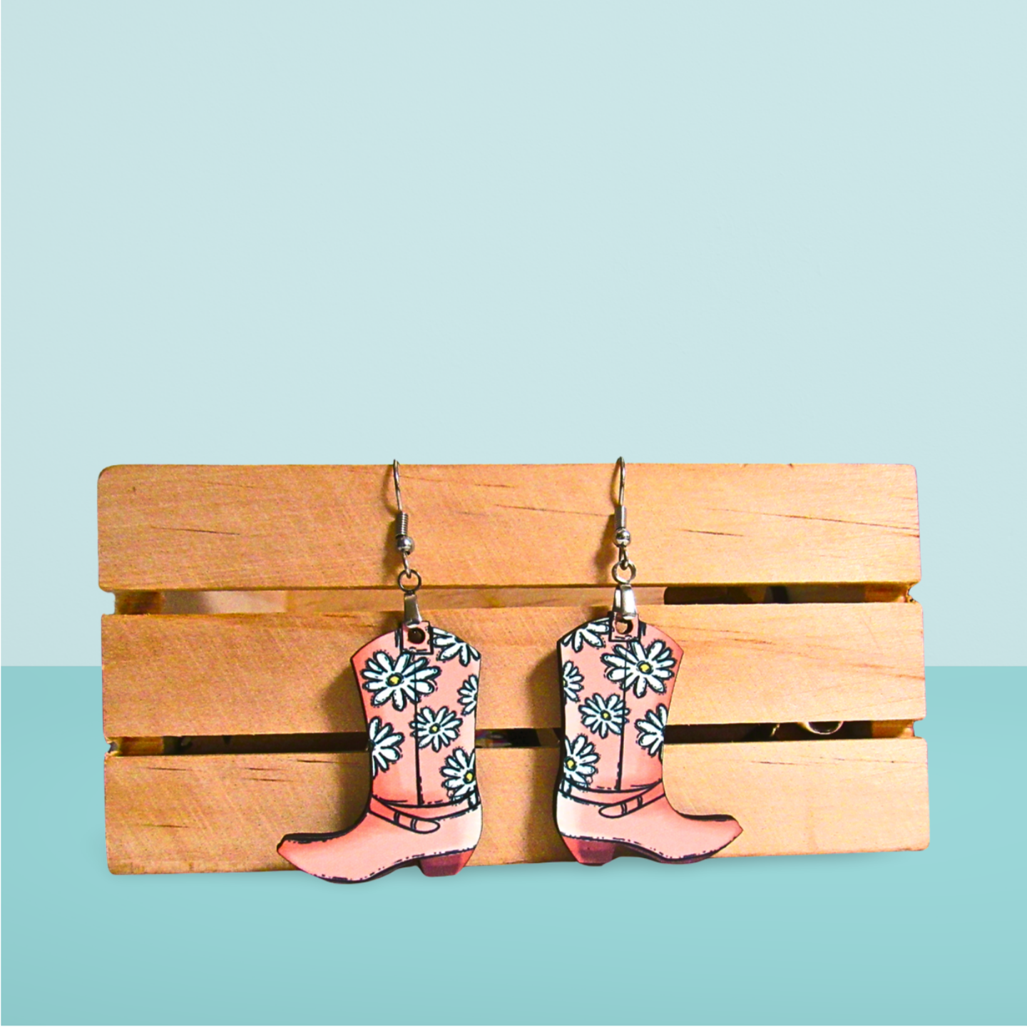 Cowboy Boot Shaped Sublimated Earrings