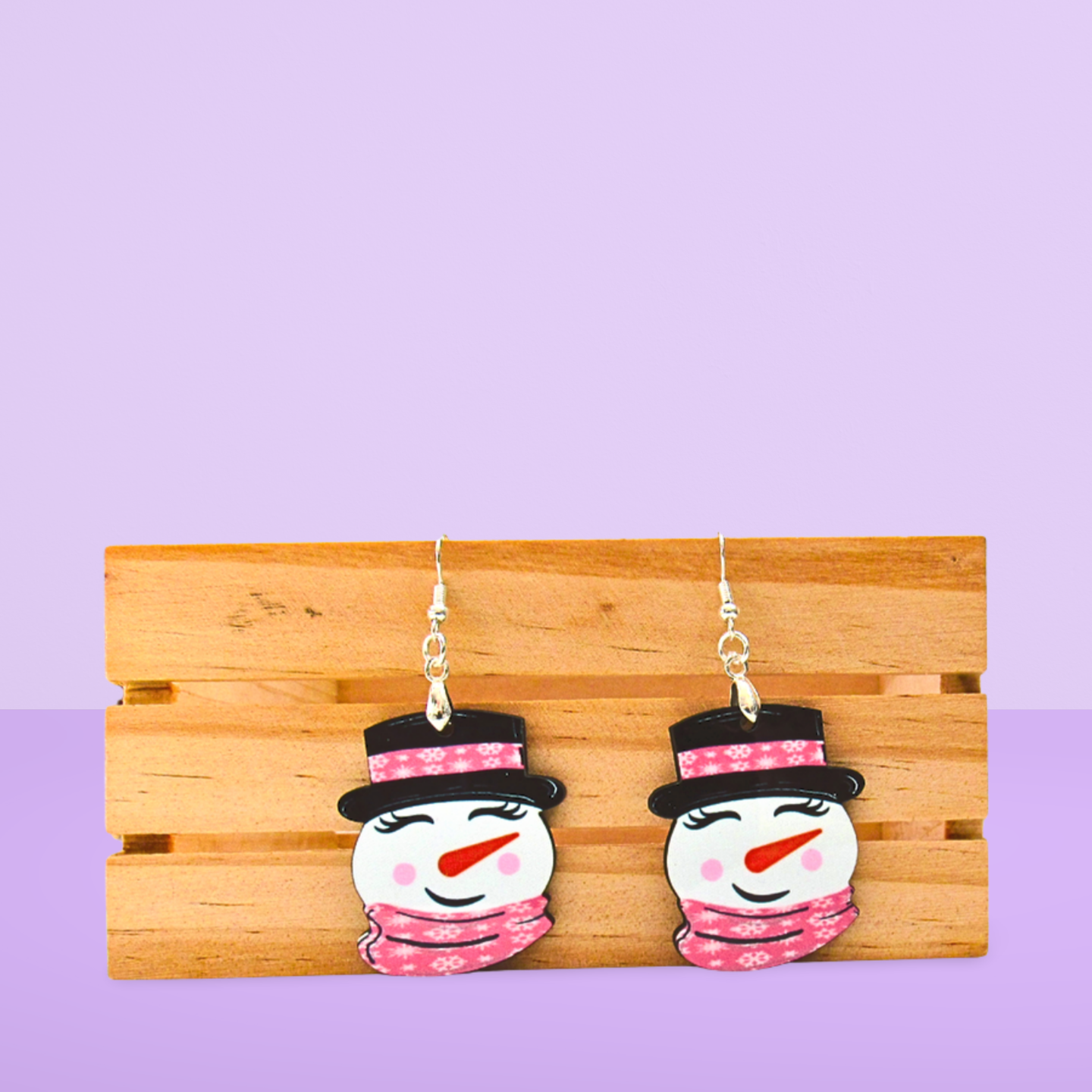 Snowman Head Shaped Sublimated Earrings