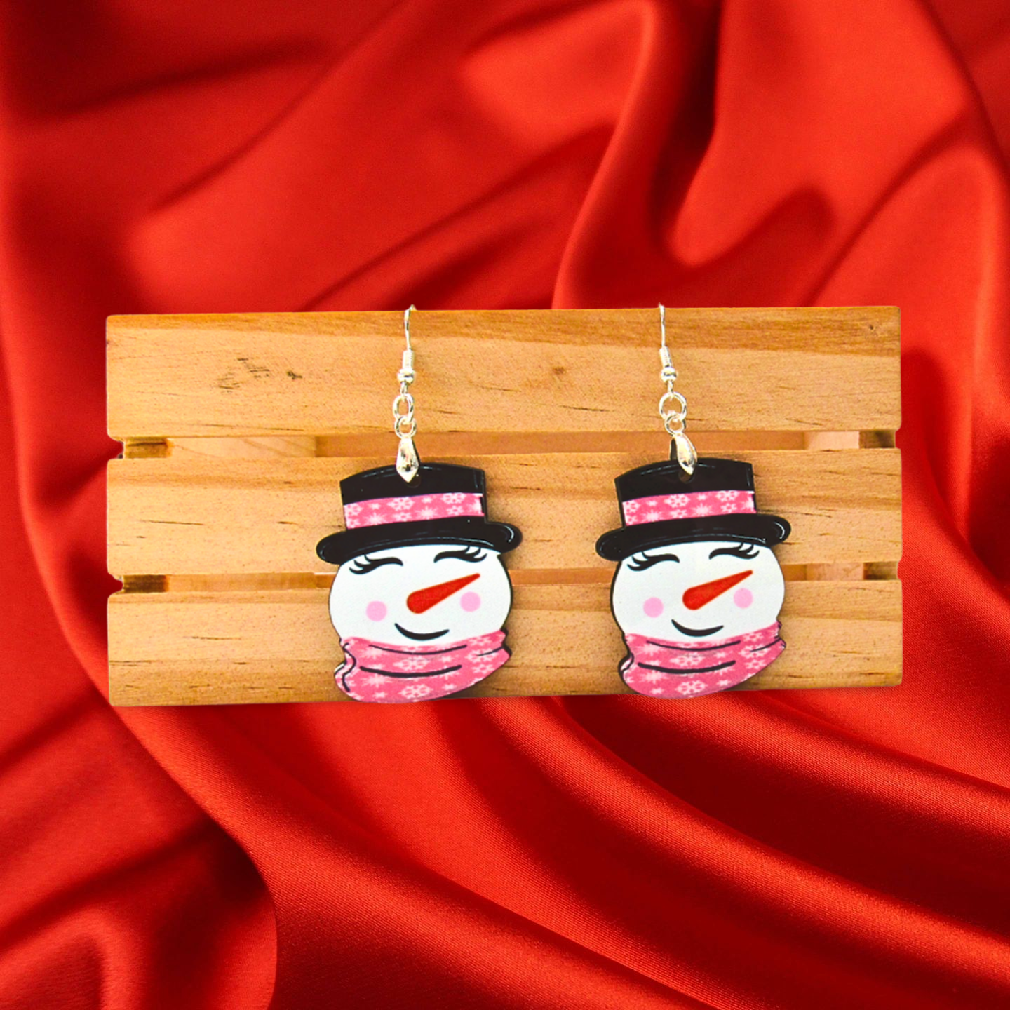 Snowman Head Shaped Sublimated Earrings