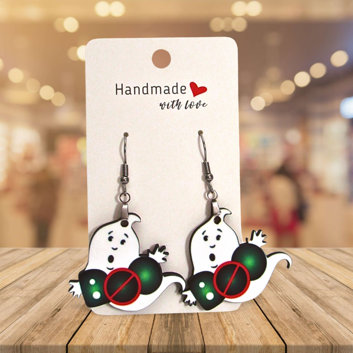 Boo Ghost Shaped Sublimated Earrings