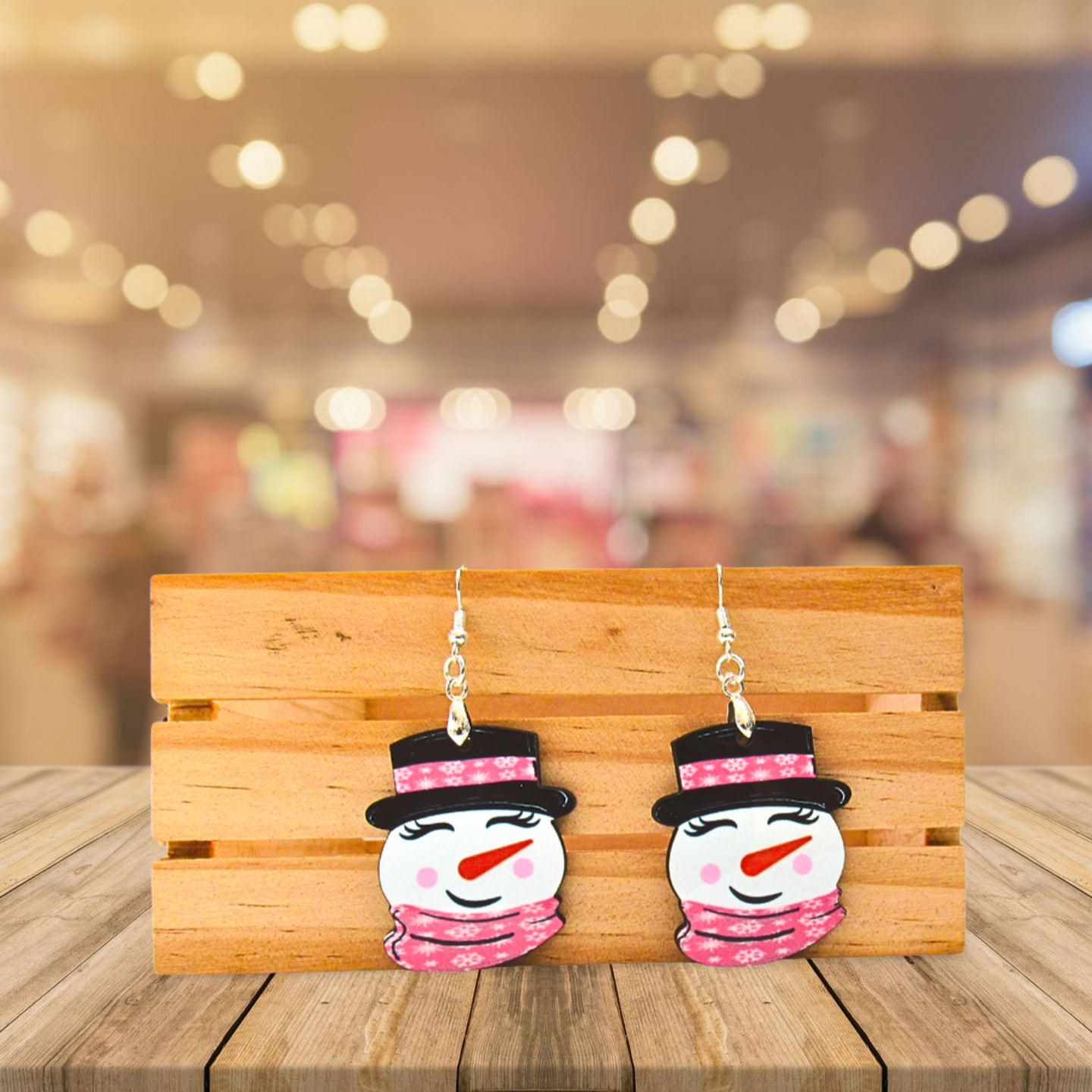 Snowman Head Shaped Sublimated Earrings