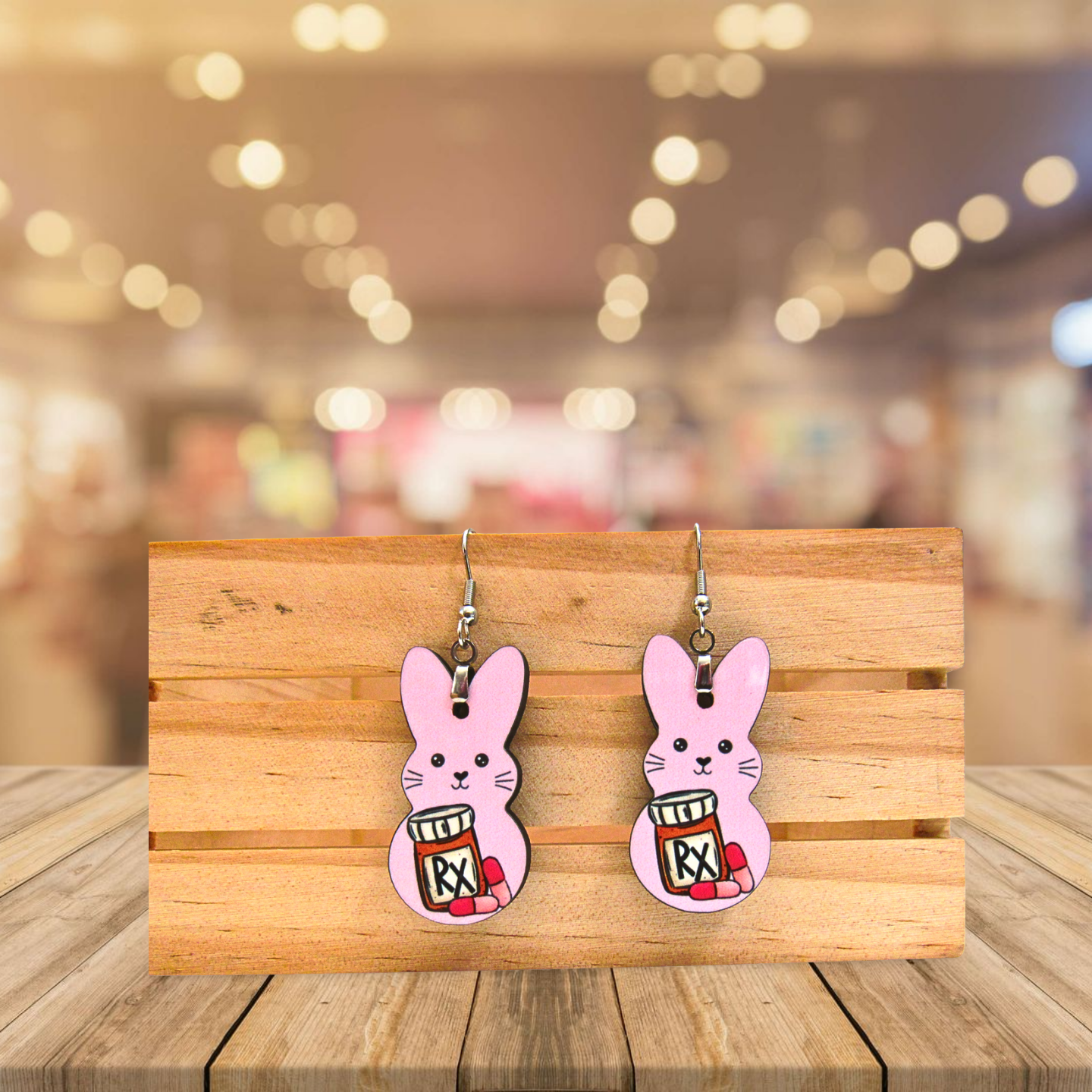 Nursing Themed Bunny Shaped Sublimated Earrings