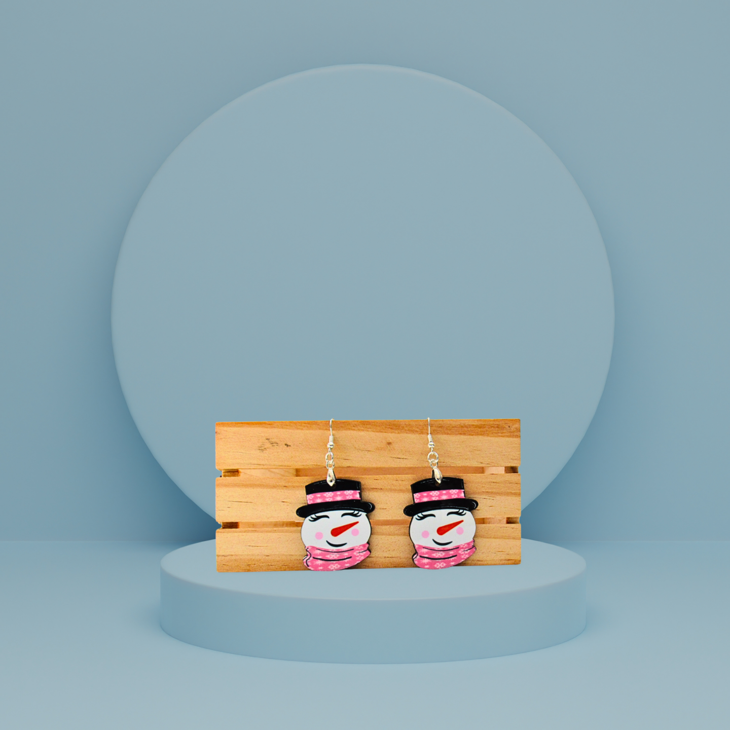 Snowman Head Shaped Sublimated Earrings