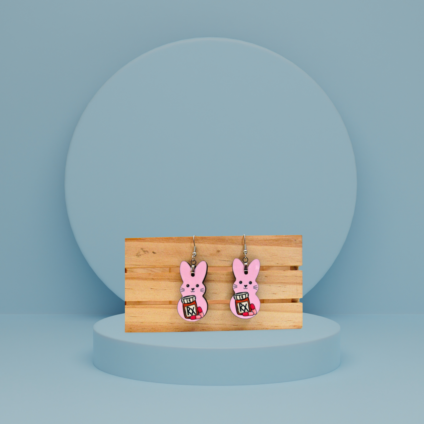 Nursing Themed Bunny Shaped Sublimated Earrings