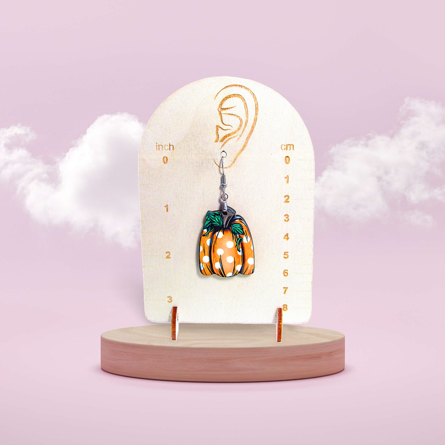 Tall Pumpkin Shaped Sublimated Earrings 1.5 inch