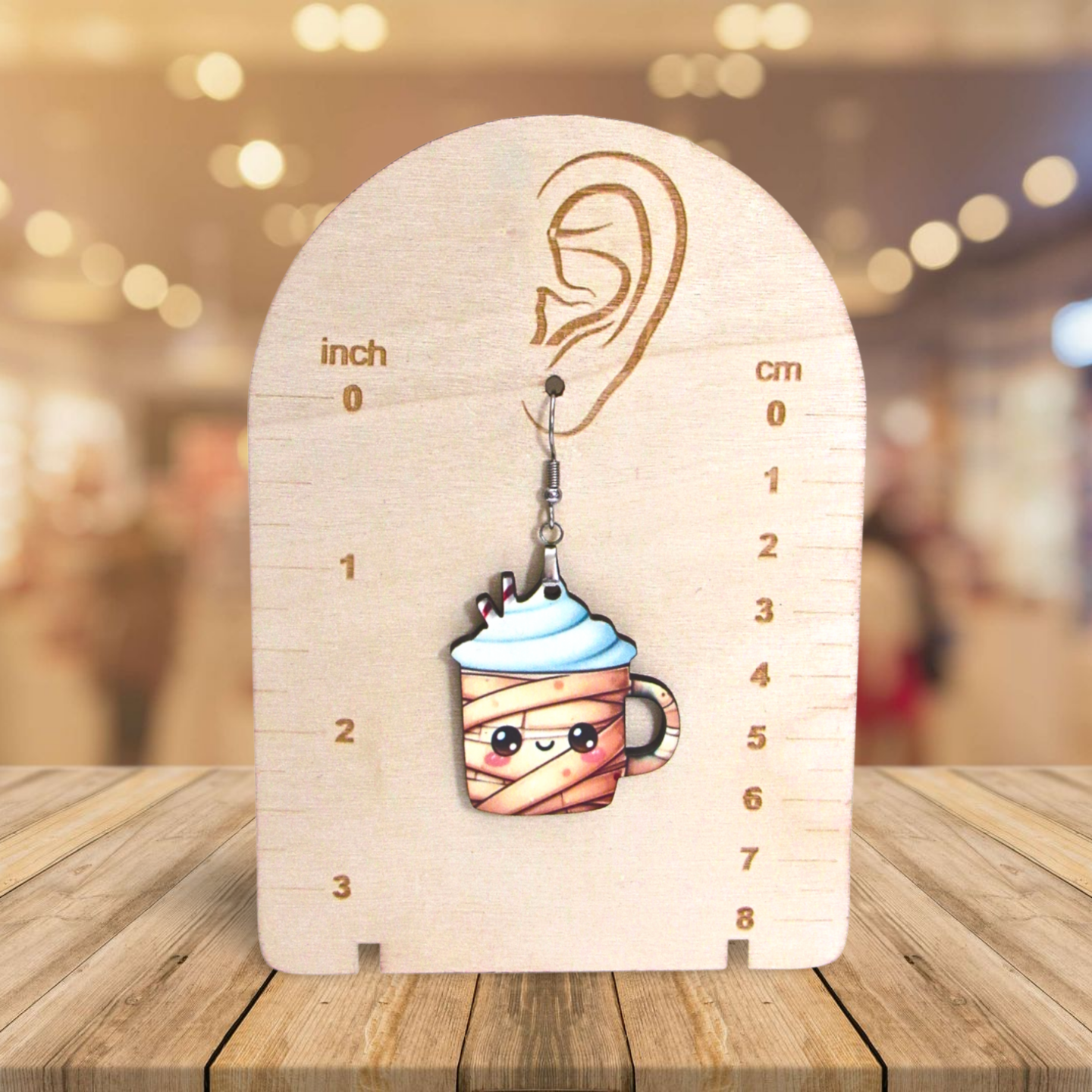 Latte Mug Shaped Sublimated Earrings 1.5 inch MDF