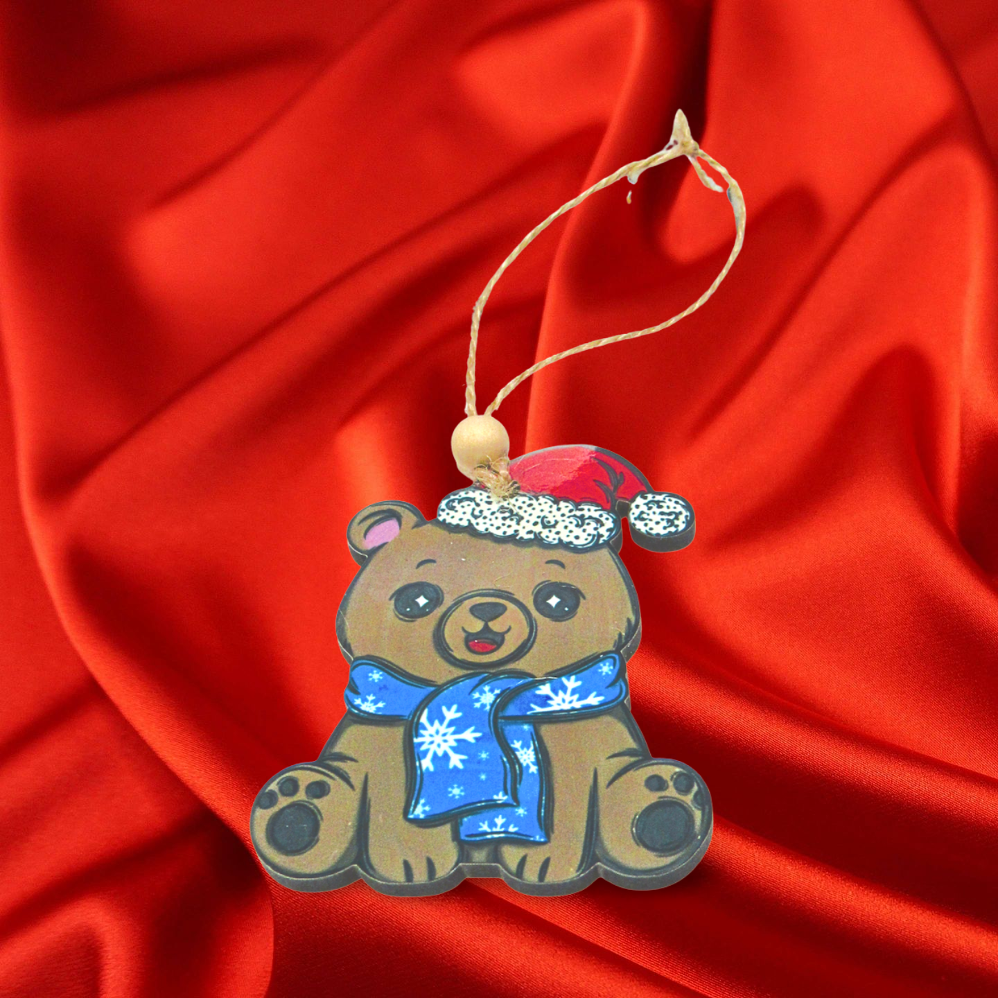 MDF- Polar Bear Sitting Shaped Sublimated Ornament Brown